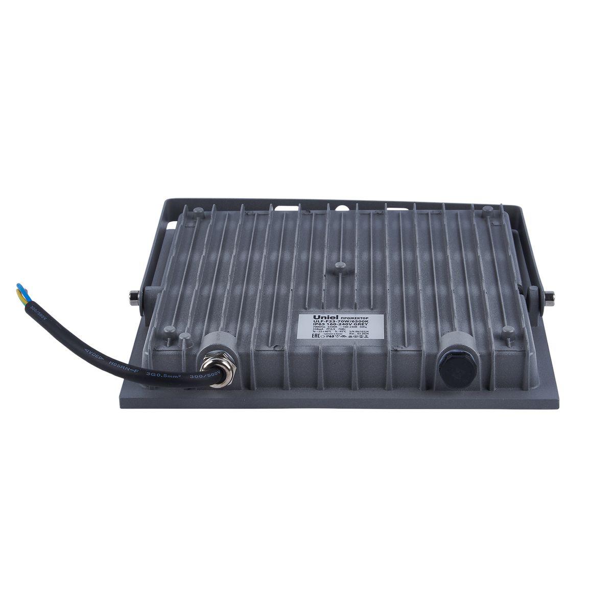 фото прожектор светодиодный uniel ulf-f23-70w/6500k ip65 160-240v grey ul-00011847 | 220svet.ru