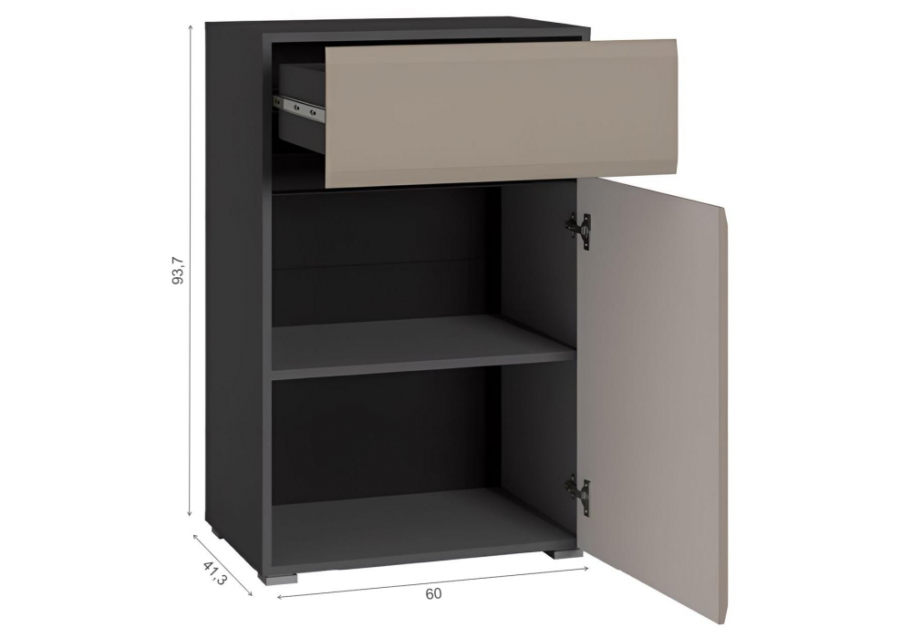 фото комод woodville сейдиль 16.231.02 антрацит / веллюто капучино 600777 | 220svet.ru