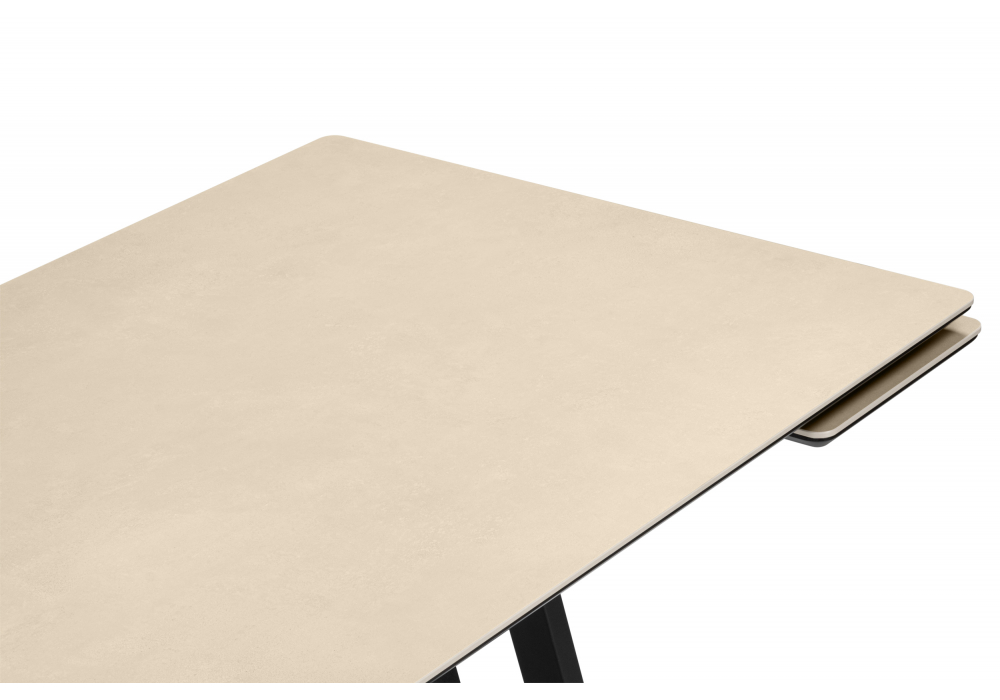 фото керамический стол раскладной woodville памелла 120(180)х80 okara light yellow / черный 664957 | 220svet.ru