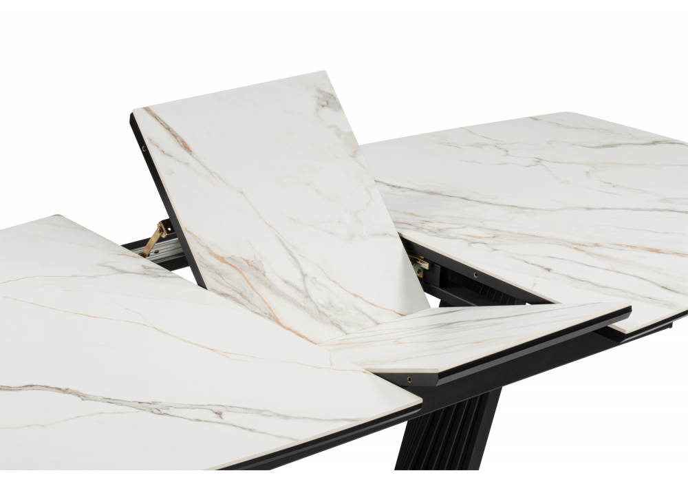 фото керамический стол раскладной 160(205)х89 woodville вейл gilt white / черный 626060 | 220svet.ru