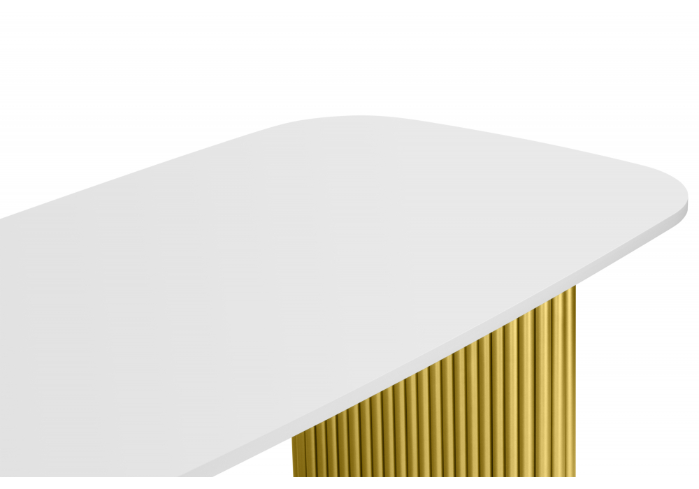 фото стол деревянный 160х90 woodville бавария b белая пленка шагрень / золото 620429 | 220svet.ru