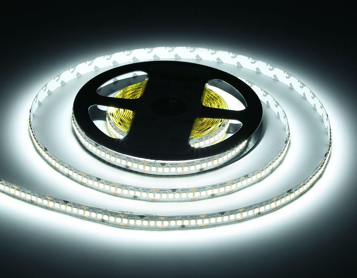 фото светодиодная лента холодный белый ambrella light 18w/m 240led/m 2835smd 6500к 5m gs3303 | 220svet.ru