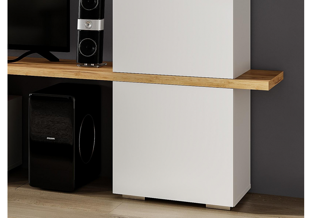 фото гостиная woodville руфе белый гладкий /дуб крафт золотой / белый гладкий глянцевый 508997 | 220svet.ru