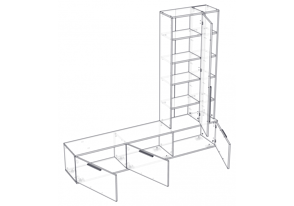 фото готовая гостиная комплектация 1 woodville филеста шиншилла серая / дуб вотан 664940 | 220svet.ru