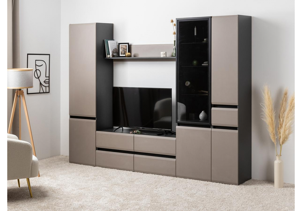 фото шкаф woodville сейдиль антрацит / веллюто капучино 594960 | 220svet.ru