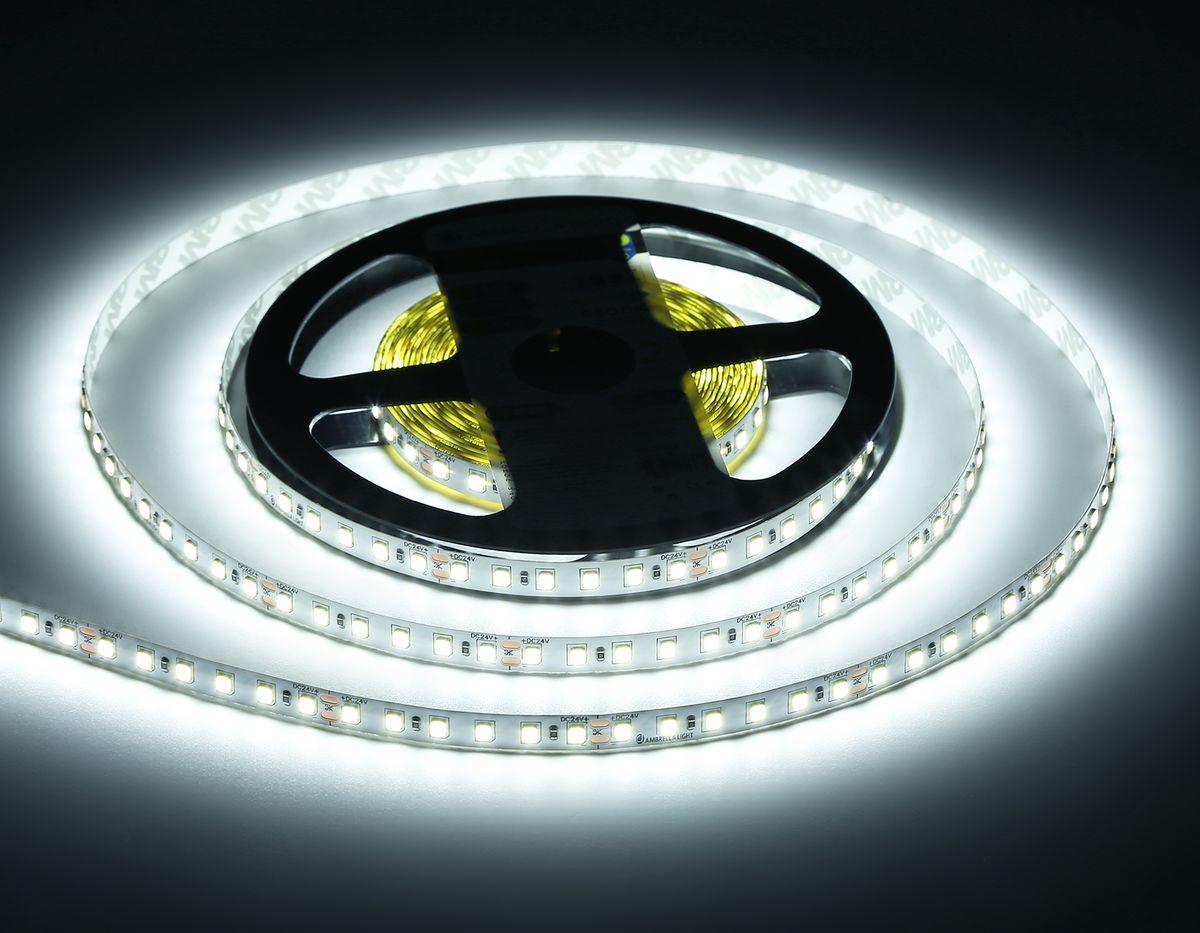 фото светодиодная лента холодный белый ambrella light 10w/m 120led/m 2835smd 6500к 5m gs3103 | 220svet.ru