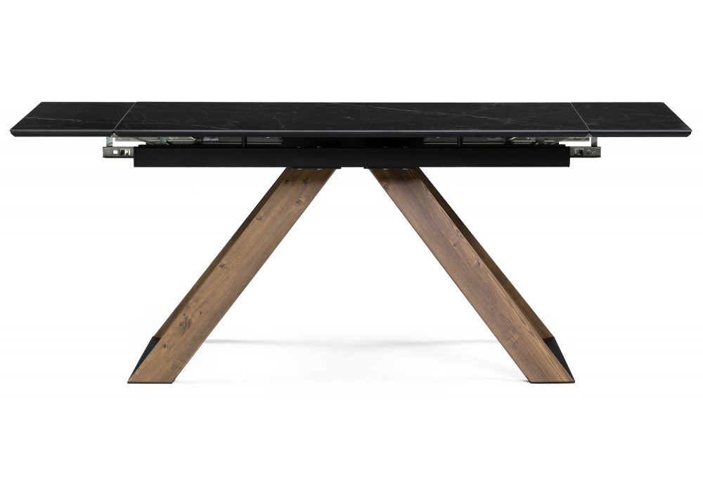 фото керамический стол раскладной woodville гарднер черный мрамор / орех кантри 588025 | 220svet.ru