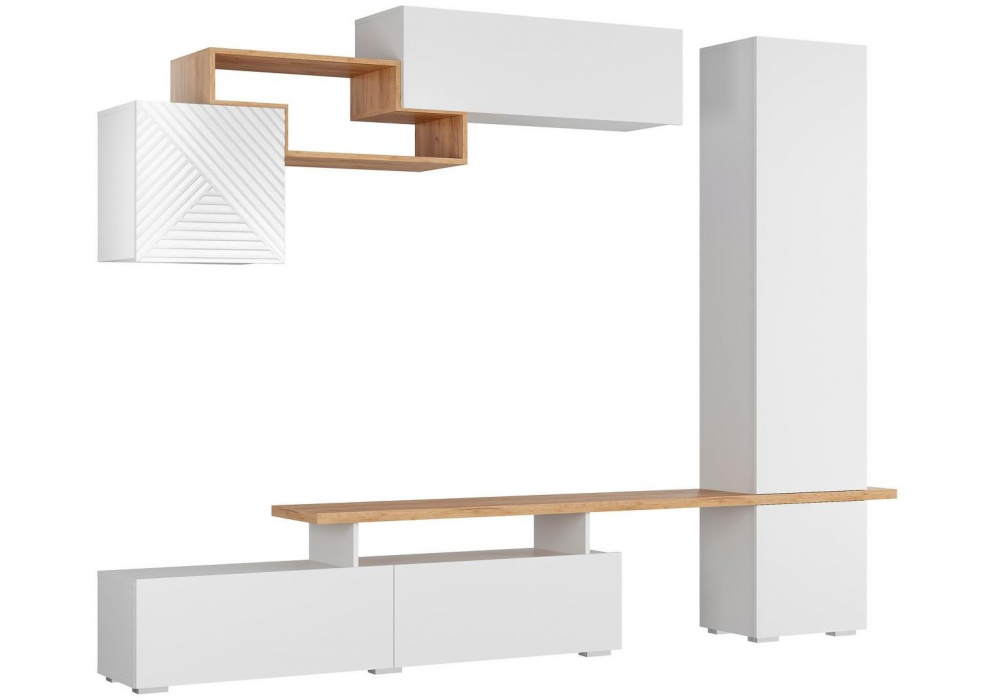 фото гостиная woodville руфе белый гладкий /дуб крафт золотой / белый гладкий глянцевый 508997 | 220svet.ru