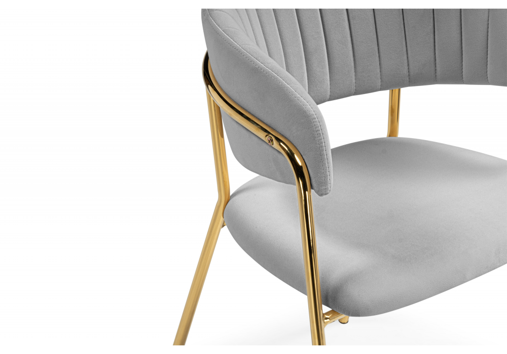 фото стул на металлокаркасе woodville kamelia велюр светло-серый / золотой 15947 | 220svet.ru