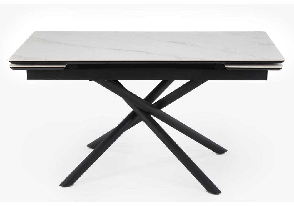 фото керамический стол раскладной 140 (200) х 80 woodville мэриан snow alpin white / черный 625721 | 220svet.ru