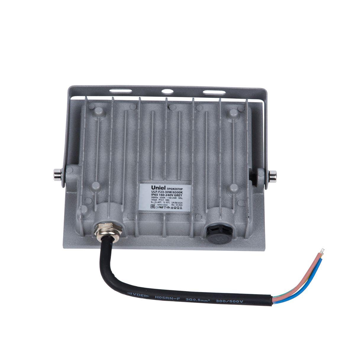 фото прожектор светодиодный uniel ulf-f23-30w/6500k ip65 160-240v grey ul-00011845 | 220svet.ru