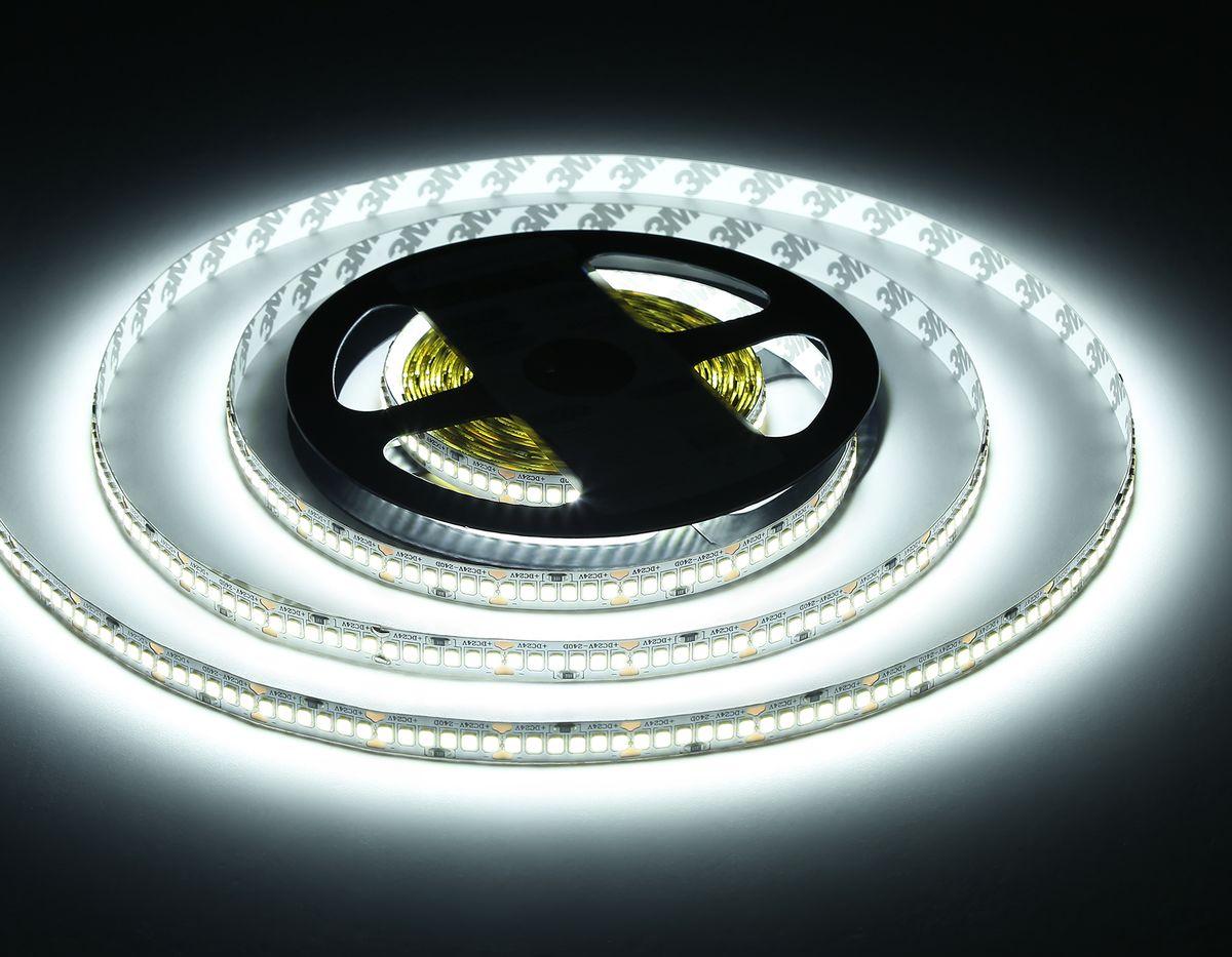 фото светодиодная лента холодный белый ambrella light 20w/m 240led/m 2835smd 6500к 5m gs3403 | 220svet.ru
