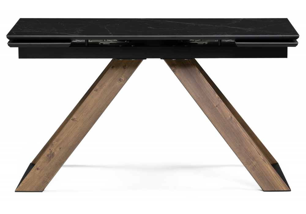 фото керамический стол раскладной woodville гарднер черный мрамор / орех кантри 588025 | 220svet.ru