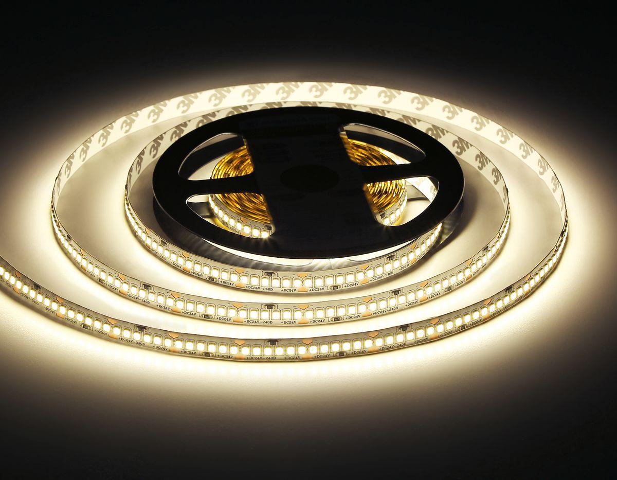 фото светодиодная лента дневной белый ambrella light 22w/m 240led/m 2835smd 4500к 5m gs3502 | 220svet.ru