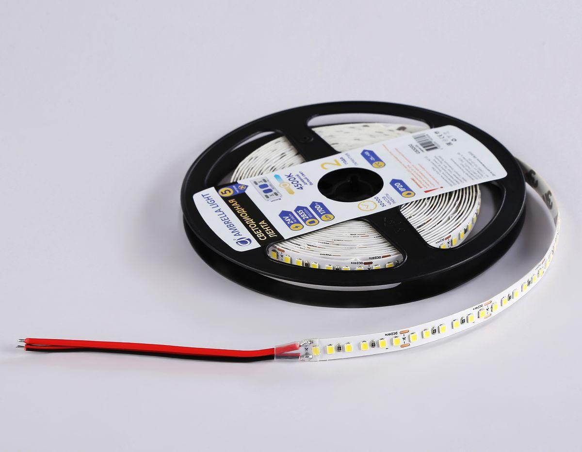 фото светодиодная лента дневной белый ambrella light 14,4w/m 180led/m 2835smd 4500к 5m gs3202 | 220svet.ru