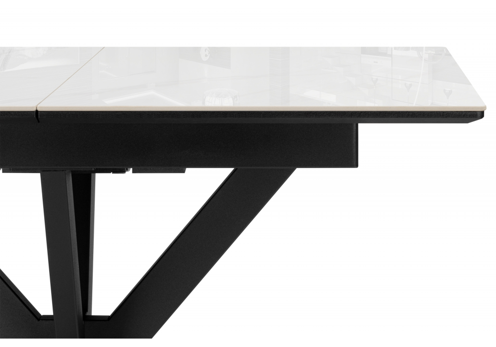 фото керамический стол раскладной 100(130)x70 woodville гардинг серый (yb9020022bg) / черный 631621 | 220svet.ru