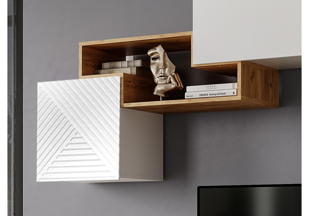 фото гостиная woodville руфе белый гладкий /дуб крафт золотой / белый гладкий глянцевый 508997 | 220svet.ru