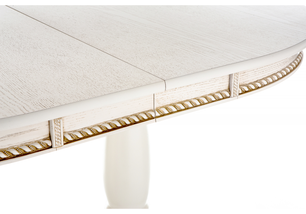 фото стол деревянный раскладной woodville кантри молочный / золотая патина 615194 | 220svet.ru