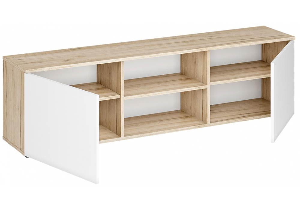 фото тв-тумба woodville алетра дуб крафт серый / глянец белый 580875 | 220svet.ru