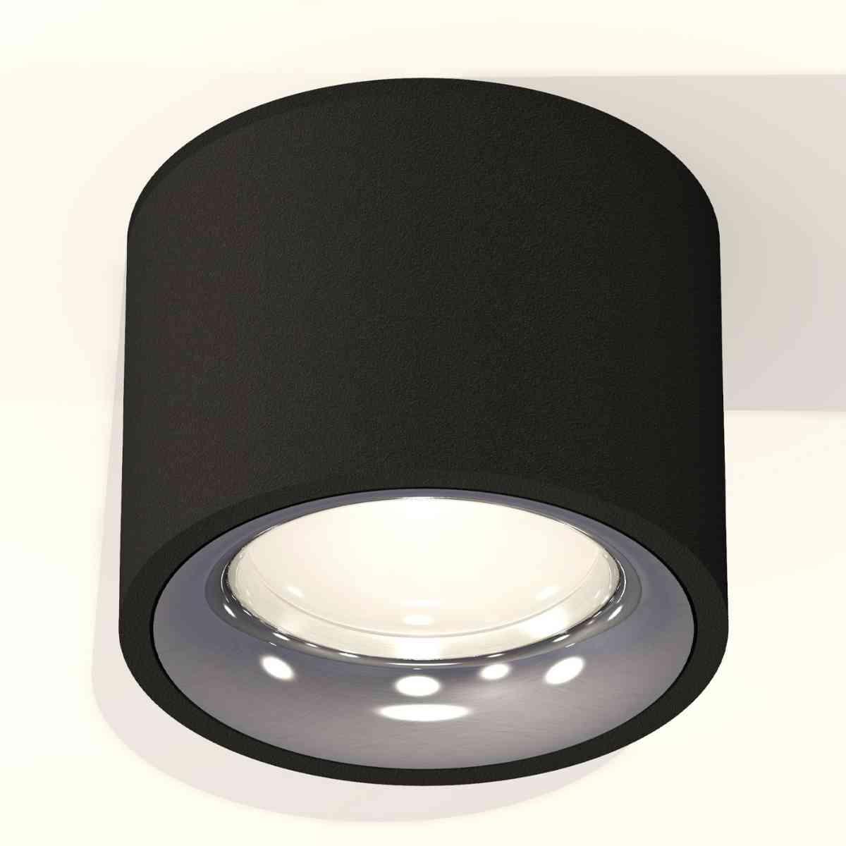 фото комплект накладного светильника ambrella light techno spot xs7511022 sbk/psl черный песок/серебро полированное (c7511, n7012) | 220svet.ru
