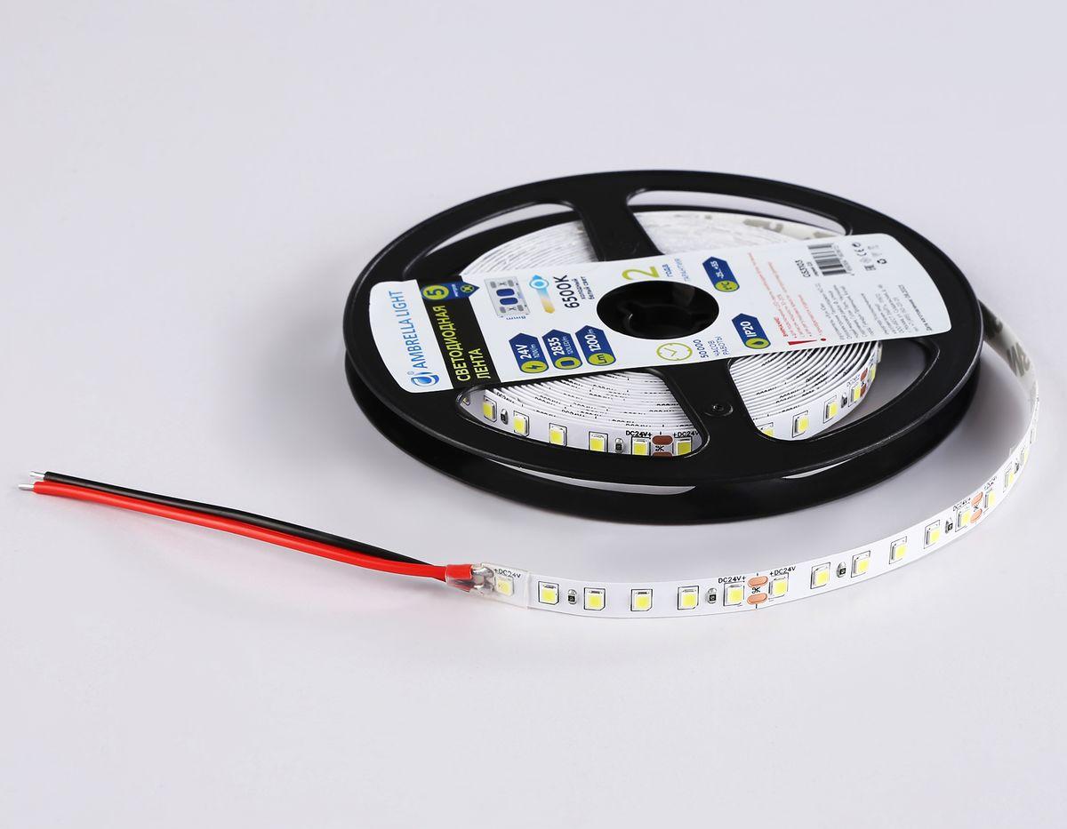 фото светодиодная лента холодный белый ambrella light 10w/m 120led/m 2835smd 6500к 5m gs3103 | 220svet.ru