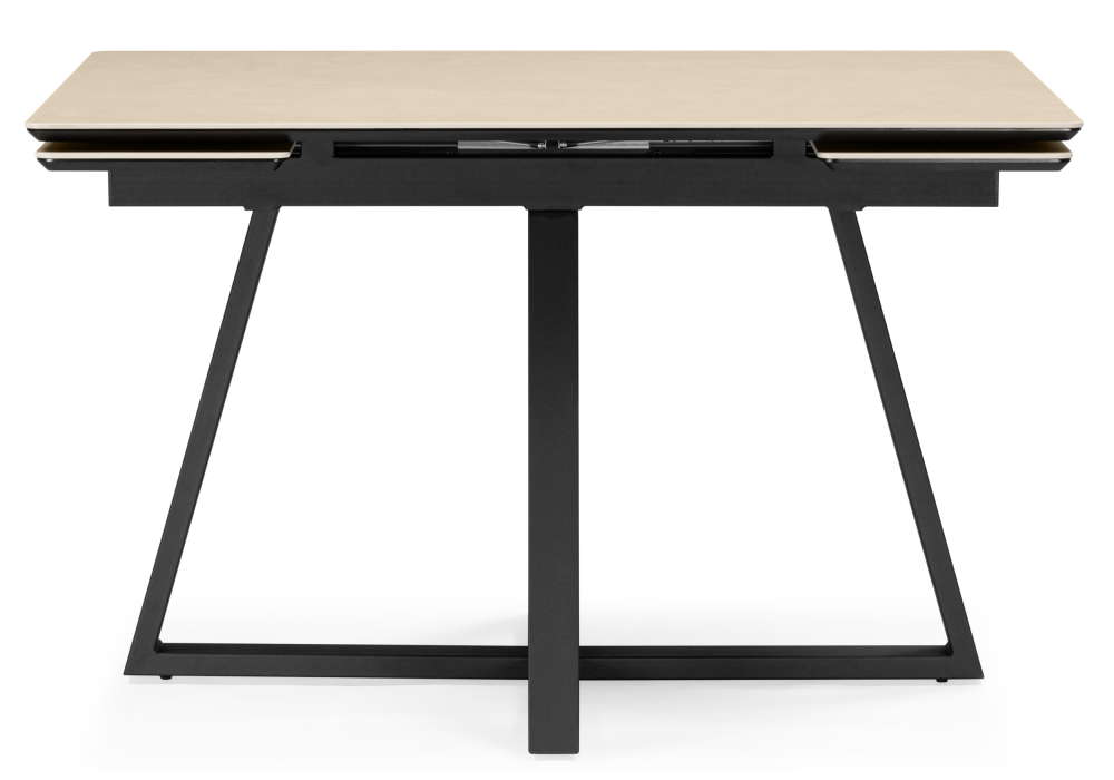 фото керамический стол раскладной woodville памелла 120(180)х80 okara light yellow / черный 664957 | 220svet.ru