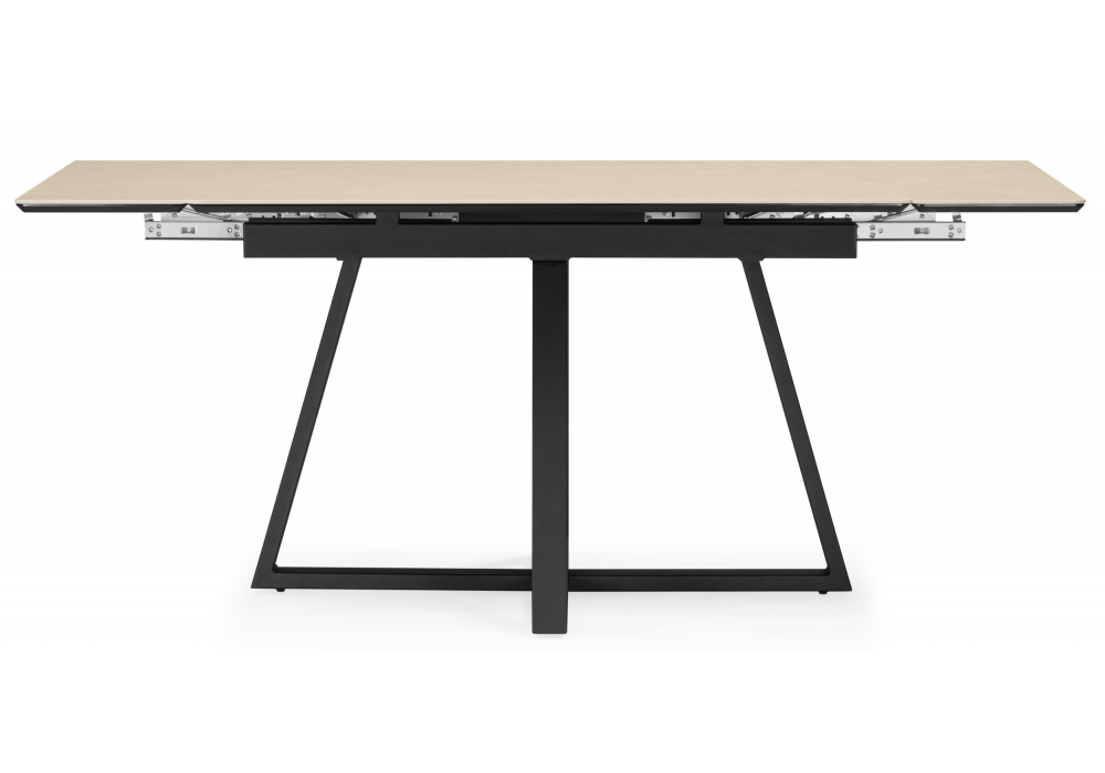 фото керамический стол раскладной woodville памелла 120(180)х80 okara light yellow / черный 664957 | 220svet.ru