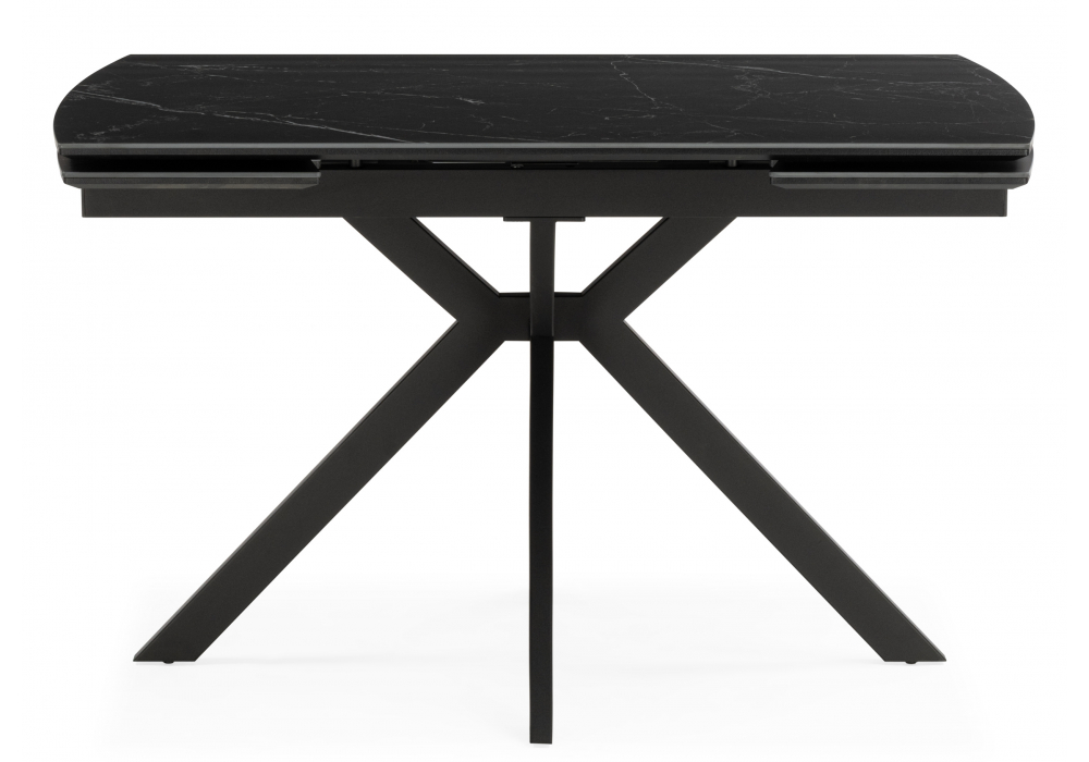 фото керамический стол раздвижной 120(180)x8 woodville катчел-2 черный мрамор / черный 632673 | 220svet.ru