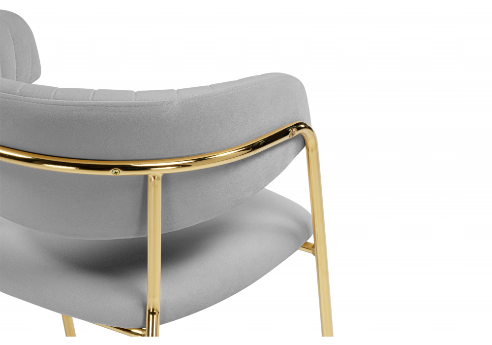 фото стул на металлокаркасе woodville kamelia велюр светло-серый / золотой 15947 | 220svet.ru