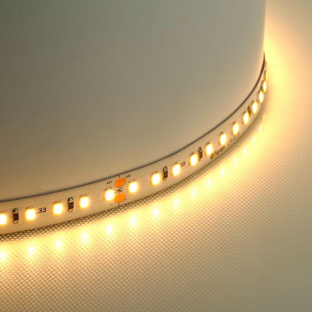 фото светодиодная лента feron 8w/m 120led/m 2835smd теплый белый 40m ls420 48791 | 220svet.ru