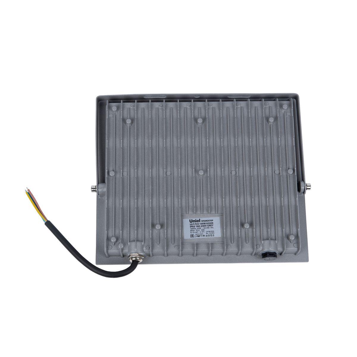 фото прожектор светодиодный uniel ulf-f23-100w/6500k ip65 160-240v grey ul-00011848 | 220svet.ru