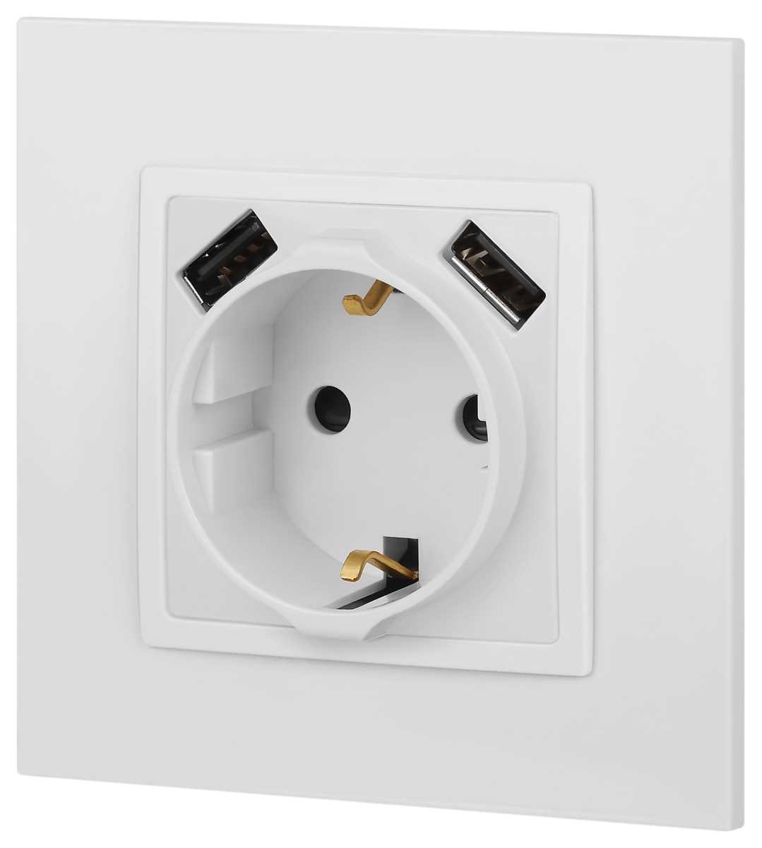 фото розетка эра elegance 14-4109-01м 2p+e 16a-250в штор. с 2xusb 5в-3а белый матовый б0065773 | 220svet.ru