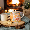 Миниатюра фото чайник bell london pottery 1л с коралловым цветочным рисунком kitchen craft | 220svet.ru